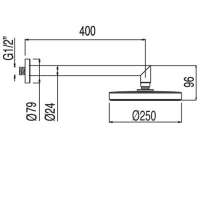 Tres Max deszczownica śr.25cm z ramieniem ściennym chrom 1.34.232