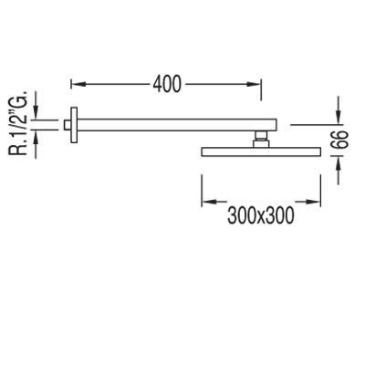 Tres Cuadro deszczownica 30x30 z ramieniem ściennym chrom 1.34.433