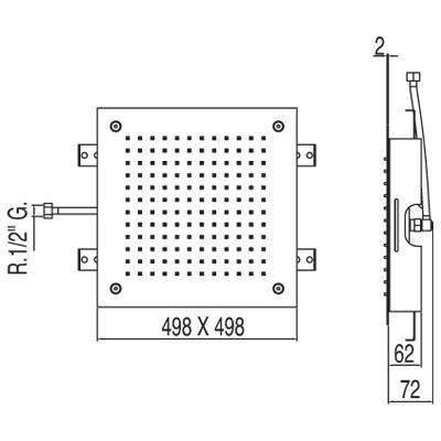 Tres deszczownica kwadratowa 50x50 do mocowania sufitowego chrom 1.34.951