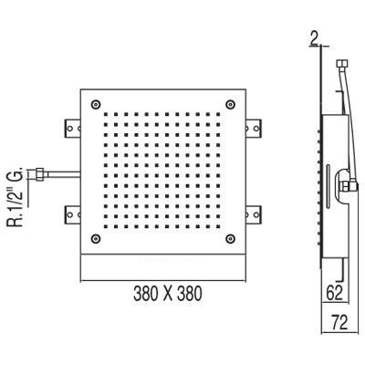 Tres deszczownica kwadratowa 38x38 do mocowania sufitowego chrom 1.34.944