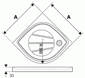 Ravak Elipso PRO brodzik półokrągły 90x90 lany marmur XA237701010