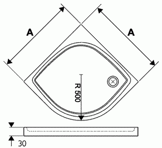 Ravak Elipso PRO Flat brodzik półokrągły 90x90 lany marmur XA237711010