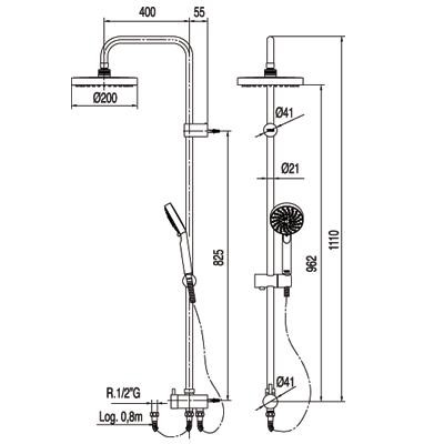 Tres Eco-Term zestaw natryskowy do baterii natynkowej chrom 1.61.475