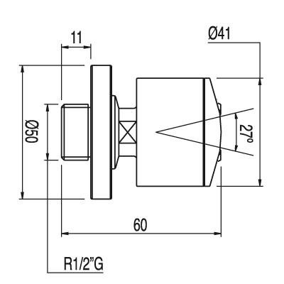 Tres dysza natryskowa boczna chrom 91.34.615