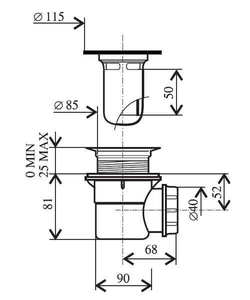 Ravak Basic syfon brodzikowy 90 X01308