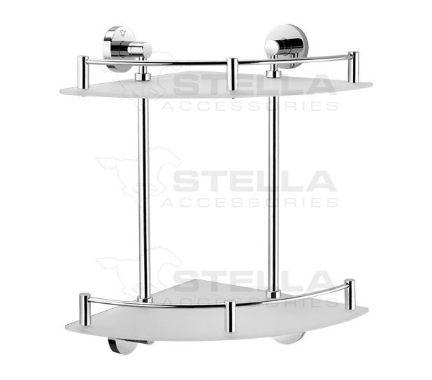 Stella Classic półka szklana narożna podwójna szkło bezbarwne chrom 078721