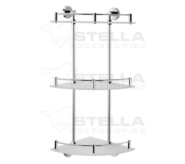 Stella Classic półka szklana narożna potrójna szkło matowe chrom 07873
