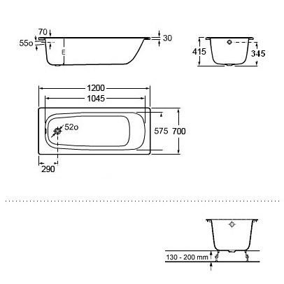 Roca Contesa wanna stalowa prostokątna 120x70 A212106001