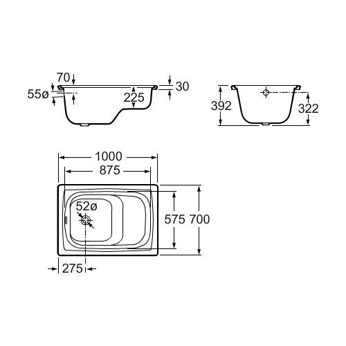 Roca Contesa wanna stalowa prostokątna z siedziskiem 100x70 A213100001
