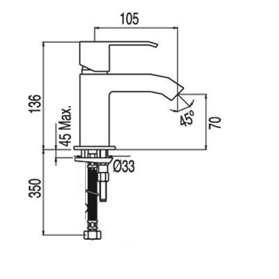 Tres Cuadro bateria umywalkowa perlator chrom 1.06.103