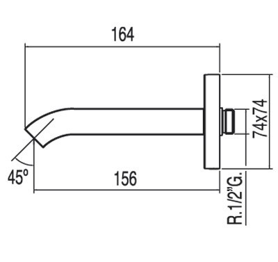 Tres Cuadro wylewka wannowa kaskada chrom 1.07.181
