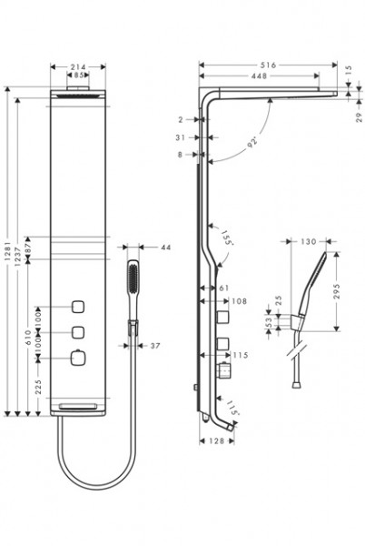Hansgrohe Raindance Lift panel prysznicowy biały/chrom 27008400