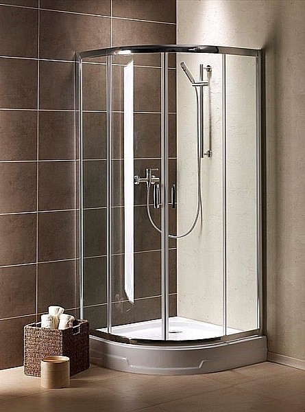 Radaway Premium Plus A 1900 kabina półokrągła 90x90 drzwi przesuwne chrom grafitowe Easy Clean 30403-01-05N