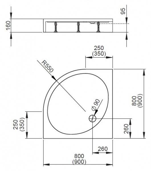 Radaway Patmos A Compact brodzik półokrągły 90x90 4S99155-05