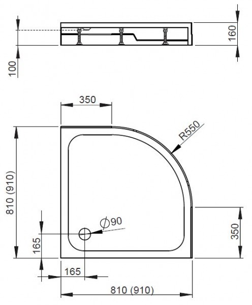 Radaway Rodos A brodzik półokrągły 80x80 4P88155-03