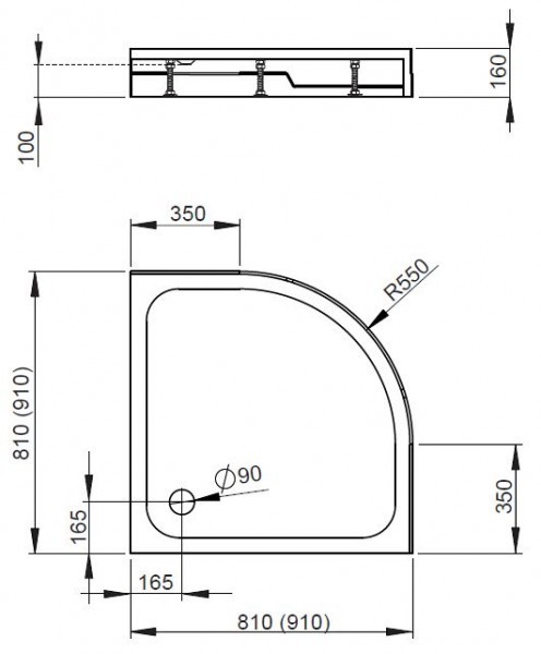 Radaway Rodos A brodzik półokrągły 90x90 4P99155-03
