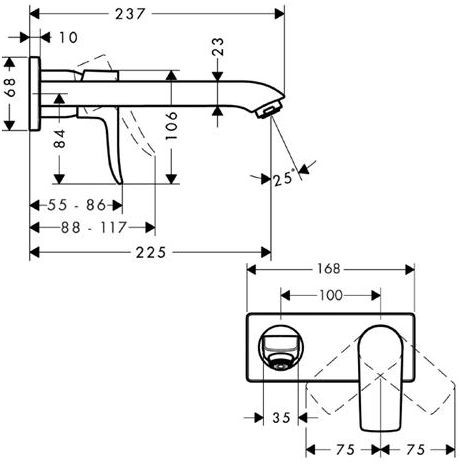 Hansgrohe Metris E2 bateria umywalkowa podtynkowa wylewka 225mm chrom 31086000