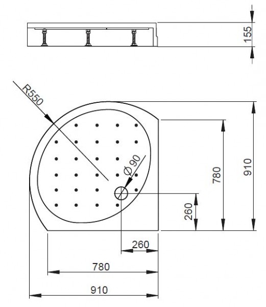 Radaway Rodos B brodzik półokrągły typu B 90x90 4D99155-03