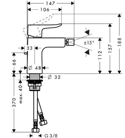 Hansgrohe Metris E2 bateria bidetowa chrom 31280000