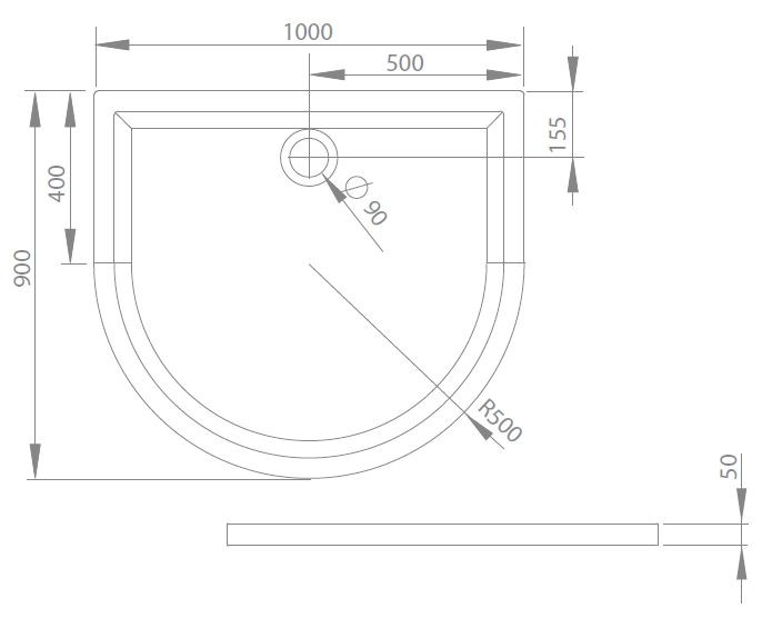 Radaway Delos P brodzik półokrągły płaski 100x90 4Z19035-03N