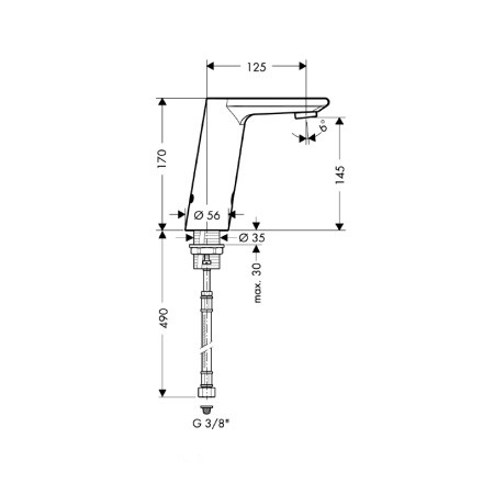 Hansgrohe Metris S Electronic bateria umywalkowa na podczerwień zasilana baterią 6V chrom 31100000