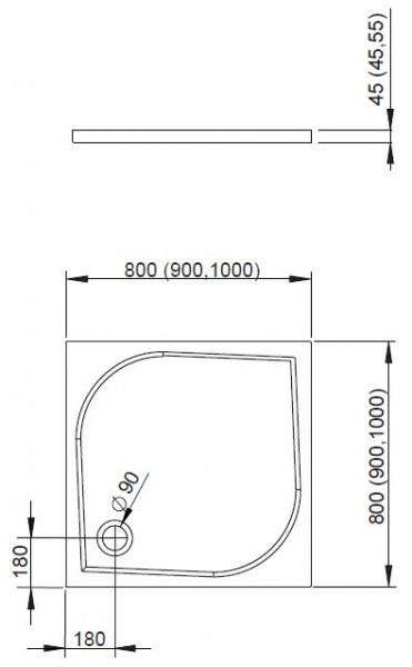 Radaway Delos C brodzik kwadratowy płaski 90x90 SDC0909-01