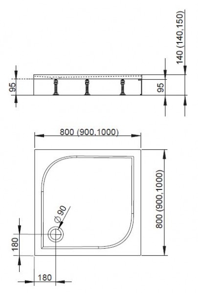 Radaway Delos C brodzik kwadratowy z obudową 80x80 4C88170-03