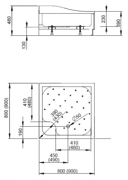 Radaway Korfu C brodzik kwadratowy głęboki z siedziskiem 80x80 4C88400-03