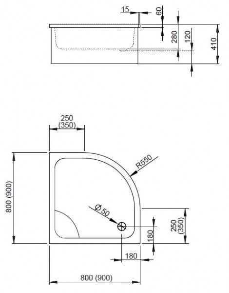 Radaway Naxos A brodzik półokrągły głęboki z siedziskiem na podstawie styropianowej 80x80 SBA8841-1