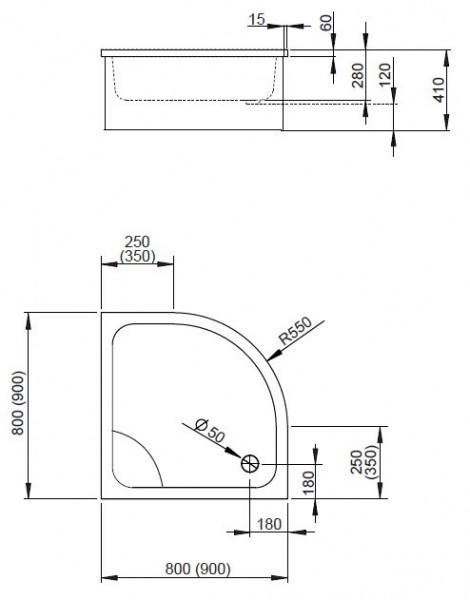 Radaway Naxos A brodzik półokrągły głęboki z siedziskiem na podstawie styropianowej 90x90 SBA9941-1