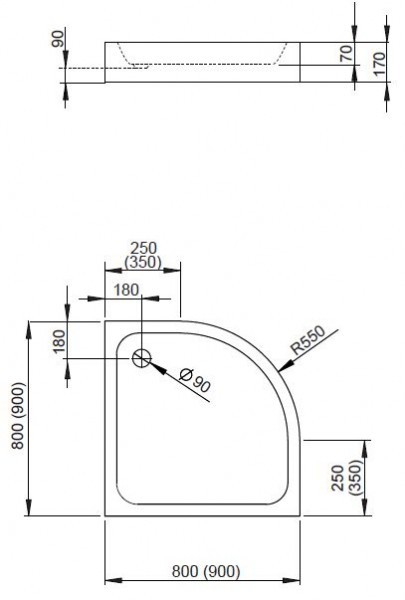 Radaway Siros A Compact brodzik półokrągły na podstawie styropianowej ze zintegrowaną obudową 90x90 SBA9917-2