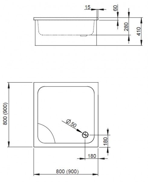 Radaway Naxos C brodzik kwadratowy głęboki z siedziskiem na podstawie styropianowej 80x80 SNC8841-28
