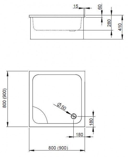 Radaway Naxos C brodzik kwadratowy głęboki z siedziskiem na podstawie styropianowej 90x90 SNC9941-28