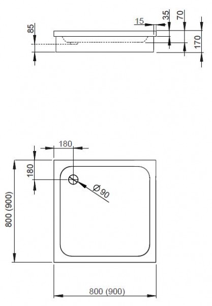 Radaway Siros C brodzik kwadratowy na podstawie styropianowej 80x80 SBC8817-1