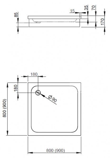 Radaway Siros C brodzik kwadratowy na podstawie styropianowej 90x90 SBC9917-1