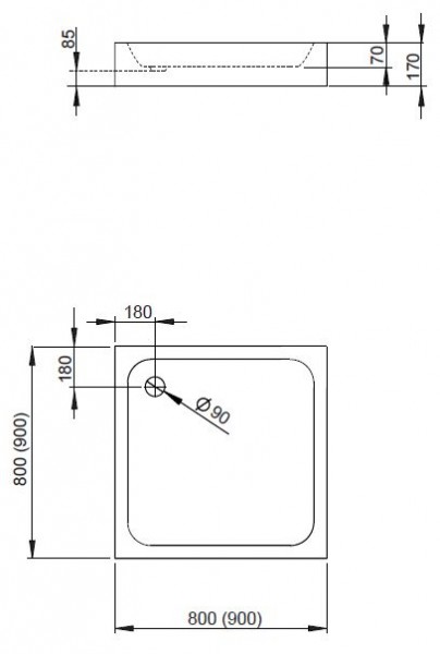 Radaway Siros C Compact brodzik kwadratowy na podstawie styropianowej ze zintegrowaną obudową 80x80 SBC8817-2