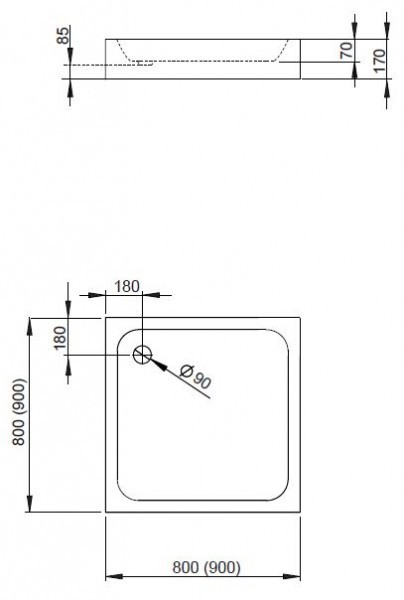 Radaway Siros C Compact brodzik kwadratowy na podstawie styropianowej ze zintegrowaną obudową 90x90 SBC9917-2