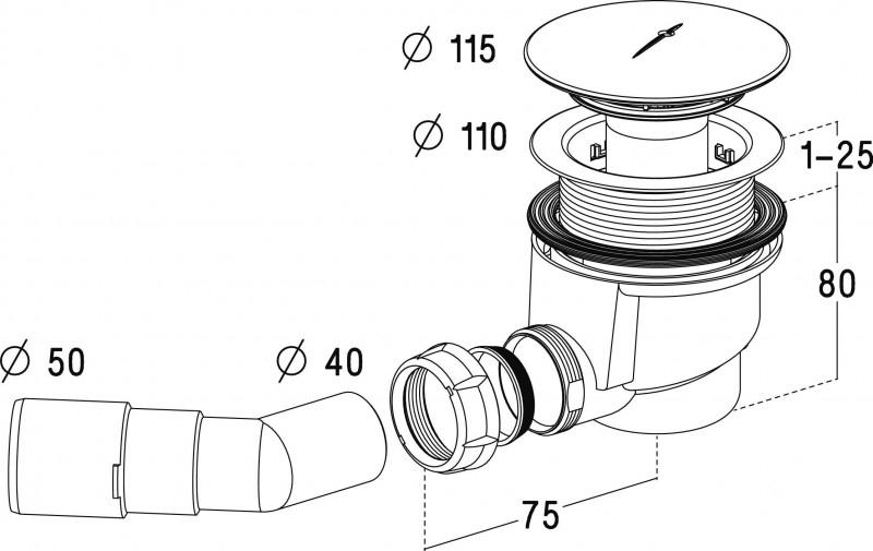 Radaway syfon brodzikowy 90 chrom 690P