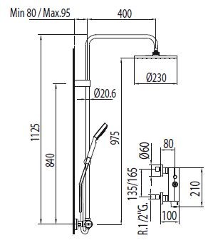 Tres Lex zestaw natryskowy z baterią chrom 1.81.191