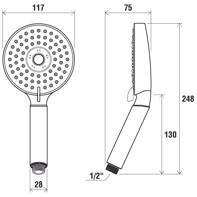 Ravak słuchawka prysznicowa płaska 3-funkcyjna 953.00 X07P009