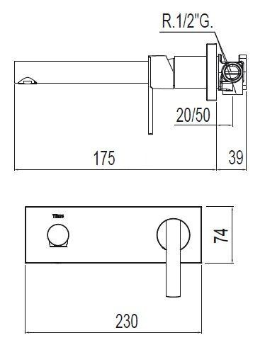 Tres Lex bateria umywalkowa podtynkowa perlator chrom 081.200.01