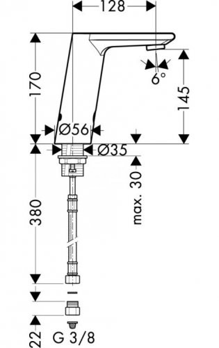 Hansgrohe Metris S Electronic bateria umywalkowa na podczerwień zasilana baterią 6V chrom 31101000