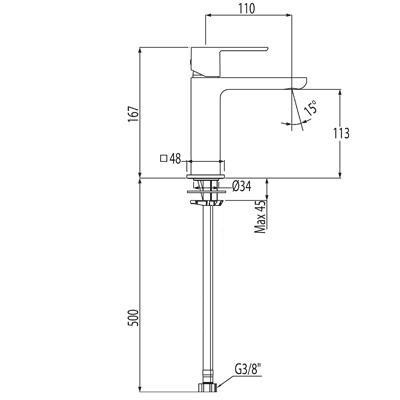 Tres Loft bateria umywalkowa perlator chrom 200.103.01