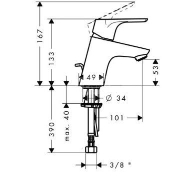 Hansgrohe Focus E2 bateria umywalkowa z korkiem chrom 31730000