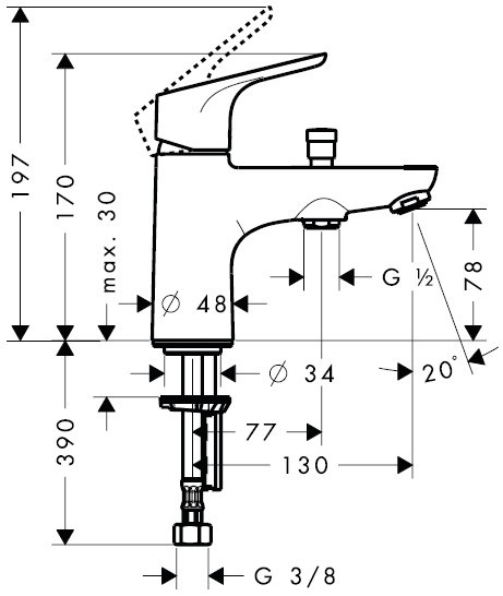 Hansgrohe Focus E2 bateria wannowa 1-otworowa chrom 31930000
