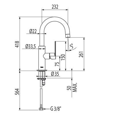 Tres Loft bateria umywalkowa wysoka chrom 200.205.06