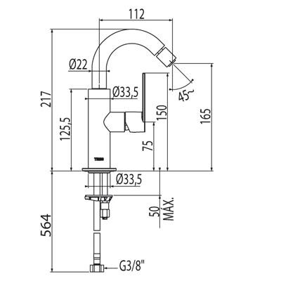 Tres Loft bateria bidetowa perlator chrom 200.224.01