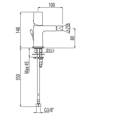 Tres Loft bateria bidetowa perlator z korkiem chrom 200.120.02.D