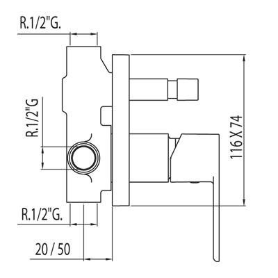 Tres Loft bateria podtynkowa wannowo-natryskowa chrom 200.180.01
