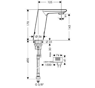 Hansgrohe Metris S Electronic bateria umywalkowa na podczerwień zasilana z sieci 230V chrom 31102000